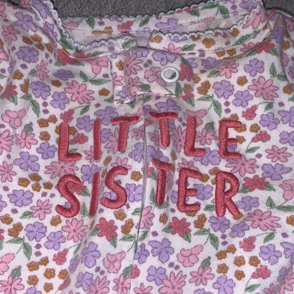 Carters Floral Pink Little Sister Baby One Piece Pajamas 3-6 months - Picture 4 of 5